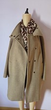 Max Mara weekend virgin wool Coat Ladies UK 16 beige funnel neck snap fastening 