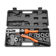 10T Hydraulic Pipe Crimper Aluminum Tube Press Clamp Pliers Crimping Tool 5 Dies