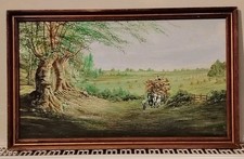 Original Oil On Board Painting Countyside, Cart Horse by C Innes