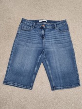 Ladies Next Denim Knee Length Shorts - Mid Rise Size UK 16