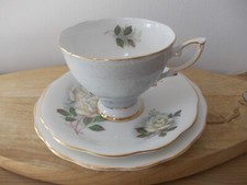 Royal Standard Harlequin Trio Tea Set Cup Saucer Plate Silver Roses