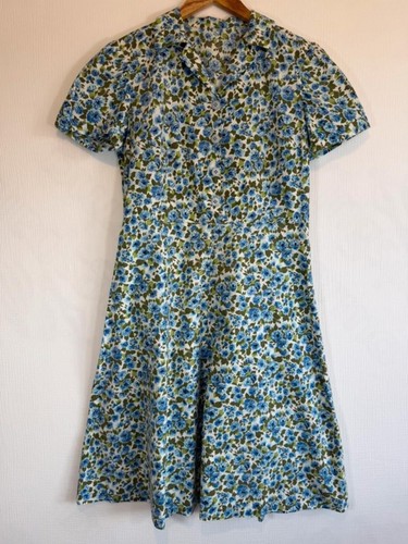 Vintage blue floral - midi, dress