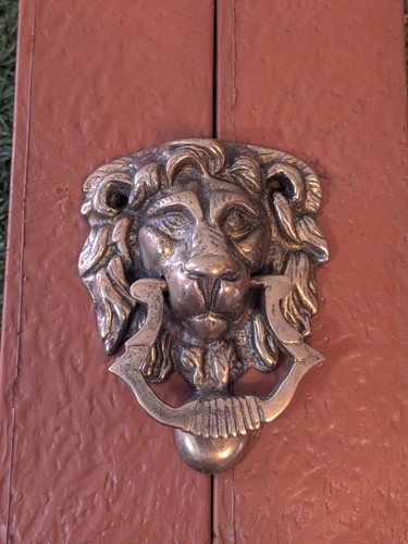 Brass lions head - brass, door