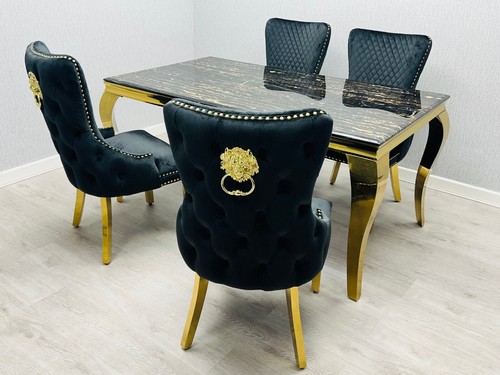 Black gold marble dining - marble,