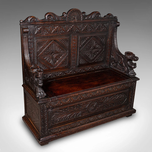 Antique baronial settle - antique,
