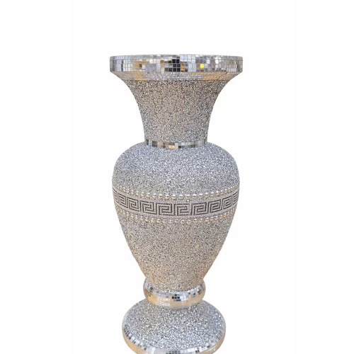 Silver ceramic floor - silver, vase-60cm