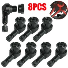 8X Black CNC Motorcycle 90 Degree Angle Wheel Tire Stem Tubeless Valve Aluminium