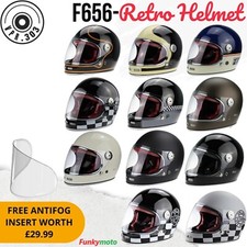 ViPER F656 Vintage Full Face Motorcycle Motorbike Retro Fiberglass Crash Helmet