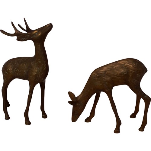 Vintage brass deer figurines - brass,