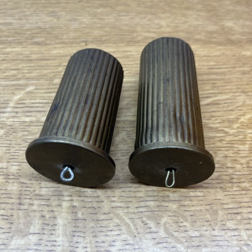 Brass cased clock - weights, pair