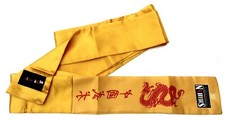 Kung Fu Sash GOLD with Dragon Print Satin 300cm for Men/Women  Shaolin Monk