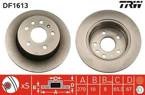 Brake disc solid - df1613, trw