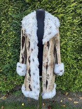 Vintage 70s Faux Fur Afghan Coat Penny Lane Animal Print Boho UK10 Read Descript