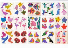 Vintage Sandylion Pearly Pearl Opal MOP Fish Birds Swan Stickers - You Choose