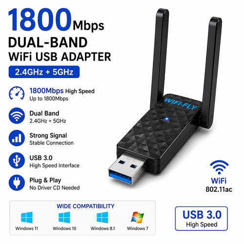 1800mbps usb wifi adapter - 1800mbps, dual