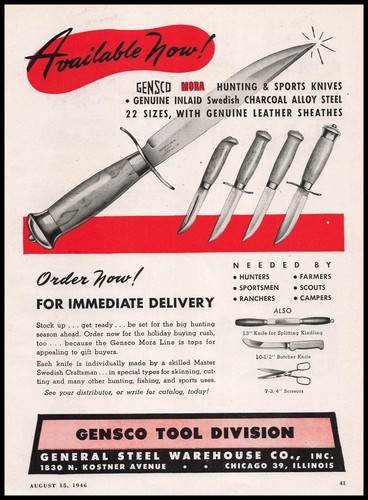 1946 gensco mora hunting - gensco,