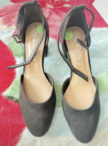 Black tamaris block heel shoes - black,