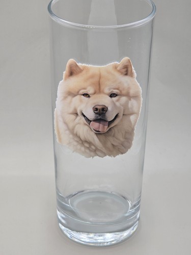 Cream chow dog glass - chow,