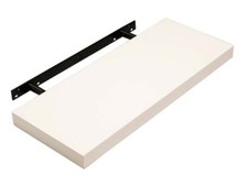 HIGH GLOSS FLOATING WALL MOUNTED SHELF & NATURAL WOOD SHELVES FITTINGS INCLUDED