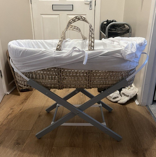 Wicker oval moses basket set - wicker,
