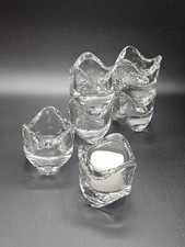 IKEA Set Of 6 Clear Stackable Glass Candle Holder Votive Candle Tea Light Wave