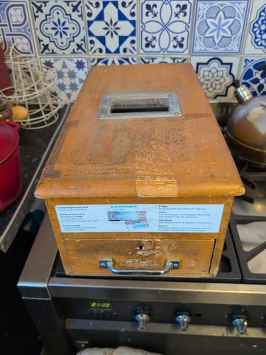 Antique wooden cash till - antique,