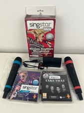 Sony PS3 PlayStation SingStar Wireless Microphones & Dongle & 2 Games Tested