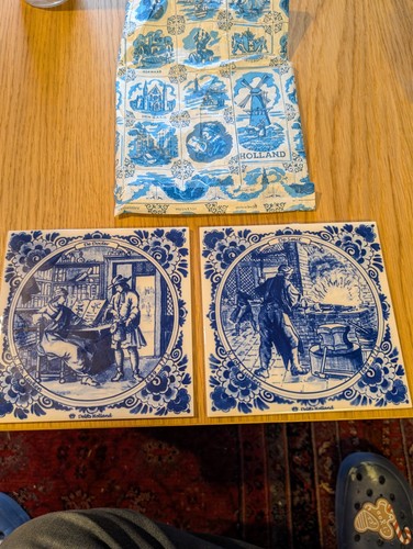 Two delft tiles from holland - tiles,