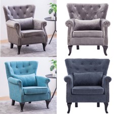 High Wing Back Armchair Velvet/ Fabric Fireside Seat Living Room Lounge Chair UK