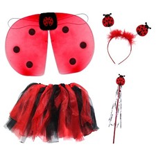 Girls Kids Children's Ladybird Ladybug Fancy Dress Costume Accessories Set