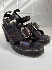 DR MARTENS high heel SANDALS 7 41 US9 GRANIK platform purple oxblood leather