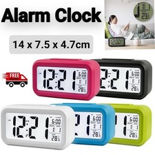 Mini Digital Alarm Clock LED Display Compact Bedside Table Clock Assorted Colour