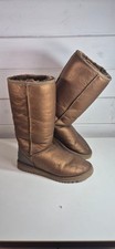 UGG Australia Classic Tall Metalic Brown Suede Sheepskin Boots Size W9 F8007G