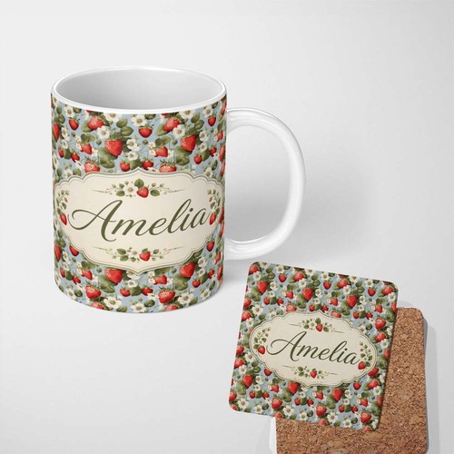 11oz tea coffee mug strawberry - tea,