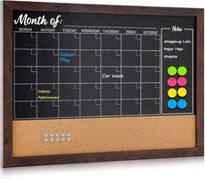 Chalkboard Calendar Corkboard Combo 18"X24"Bulletin Magnetic for Wall