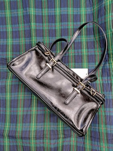 Black faux leather handbag - faux,
