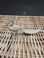 Vintage Silver Tone Metal Peacock Ornaments