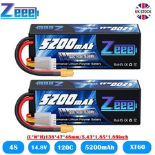 2x Zeee 14.8V 4S LiPo Battery 5200mAh 120C XT60 Plug Hardcase for RC Car Truck