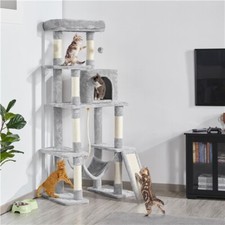 159cm Tall Cat Tree Large Cat Tower with Scratching Post/ Condo, Light Grey