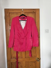Zara Woman Fuchsia Pink Blazer Size S New with Tags Belted Shinny Blazer
