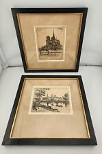 Pair Caroline Armington Paris Signed Etchings