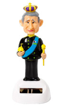 HM KING CHARLES III NOVELTY SOLAR POWERED DANCING BOBBLEHEAD FIGURE BRAND NEW!