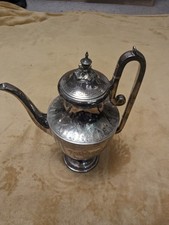 Large Vintage Victorian-Era Style Silver Teapot with Beautiful Geometric Pattern