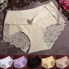 Ladies Sexy Ice Silk Underwear Breathable Seamless Lace Briefs Panties Knickers