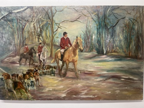 English hunt scene - english, oil
