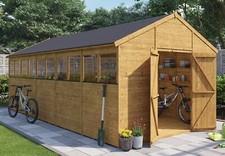 Garden Shed Wooden Shed 16 x 10ft Outdoor Storage Apex Roof Windows Double Doors