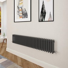 Traditional Cast Iron Style Radiator Horizontal 300x1460mm 3 Column Black