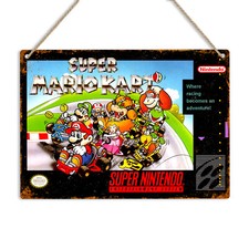 SUPER MARIO KART NES Metal Wall Sign Vintage Retro Gaming Arcade 8bit Man Cave