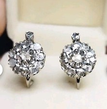 Antique Diamond Earrings Diamond Cluster. Diamond Daisy. Rose-cut Diamonds