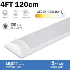 4FT LED Batten Light 6500K Daylight Fluorescent Strip Light Slim Fitting IP20 UK